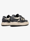 Nakış Yazılı Eskitme Denim Platform Sneaker
