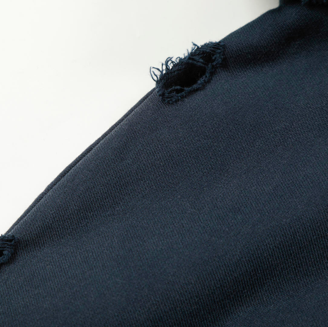 Taç Amblemli Yıpratılmış Kapüşonlu Sweatshirt Naxro