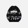 Harf Baskılı Bisiklet Yaka Bol Kesim Sweatshirt