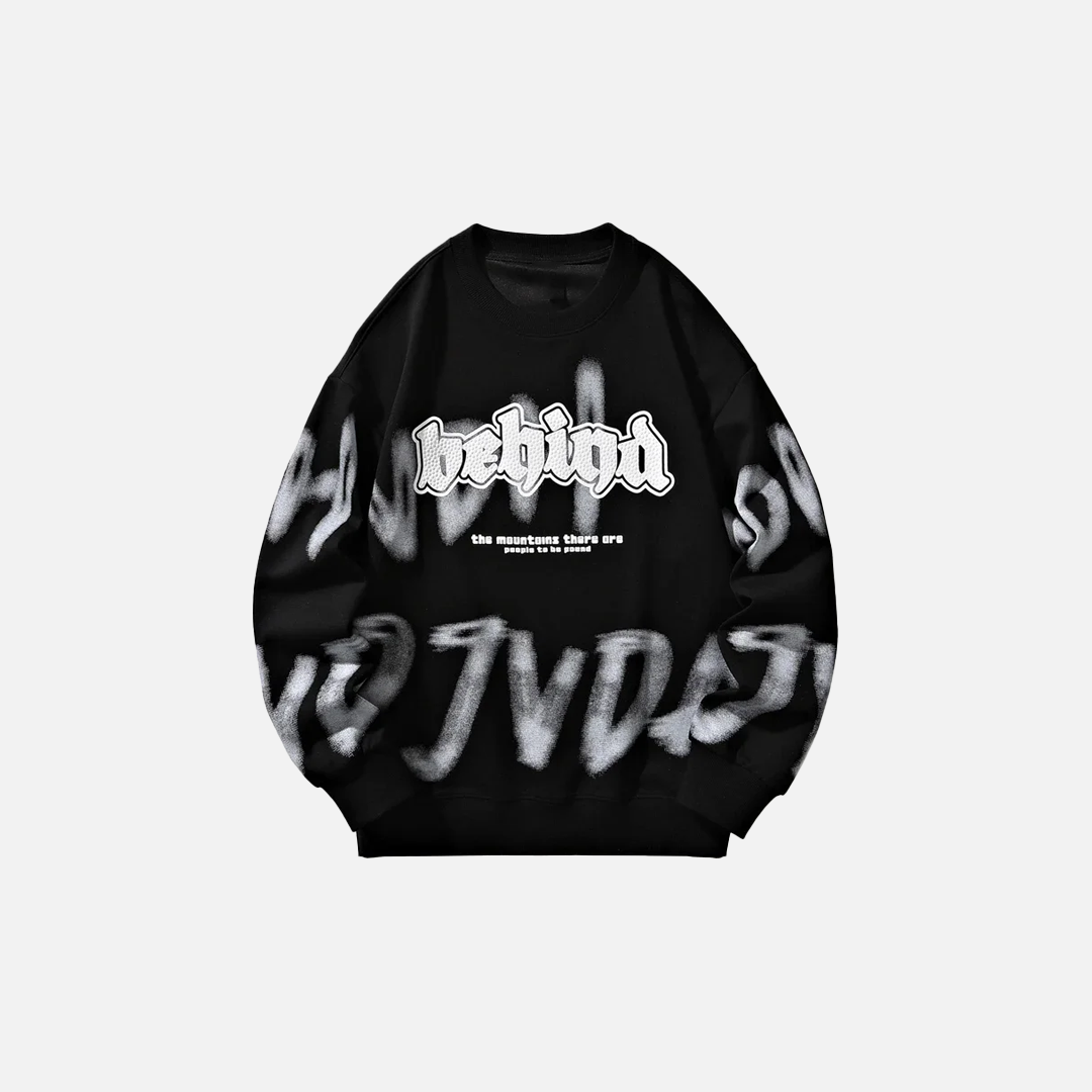 Harf Baskılı Bisiklet Yaka Bol Kesim Sweatshirt