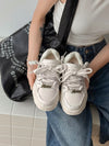 Nakış Yazılı Eskitme Denim Platform Sneaker