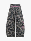 Camouflage Pink Patterned Barrel-Leg Joggers