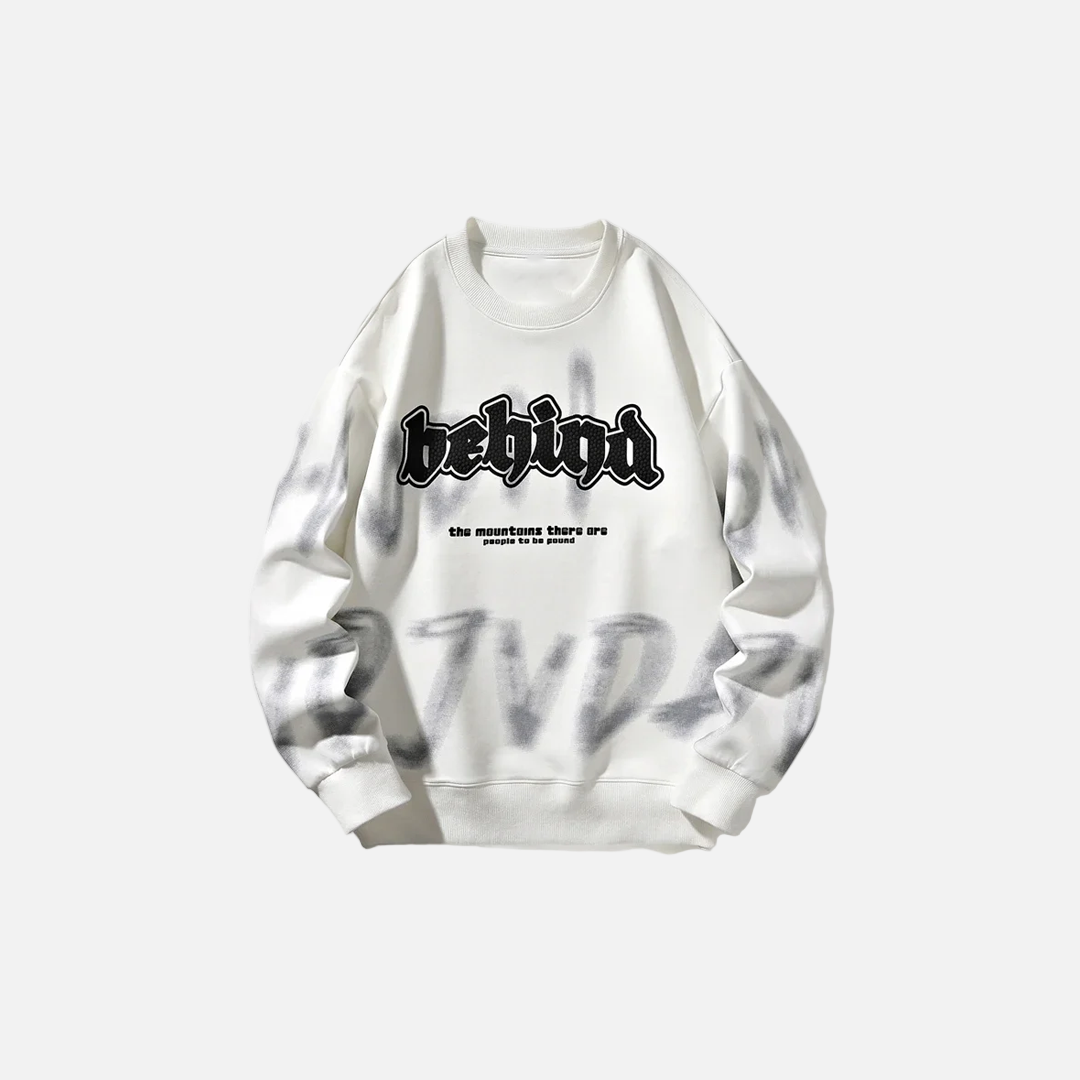 Harf Baskılı Bisiklet Yaka Bol Kesim Sweatshirt