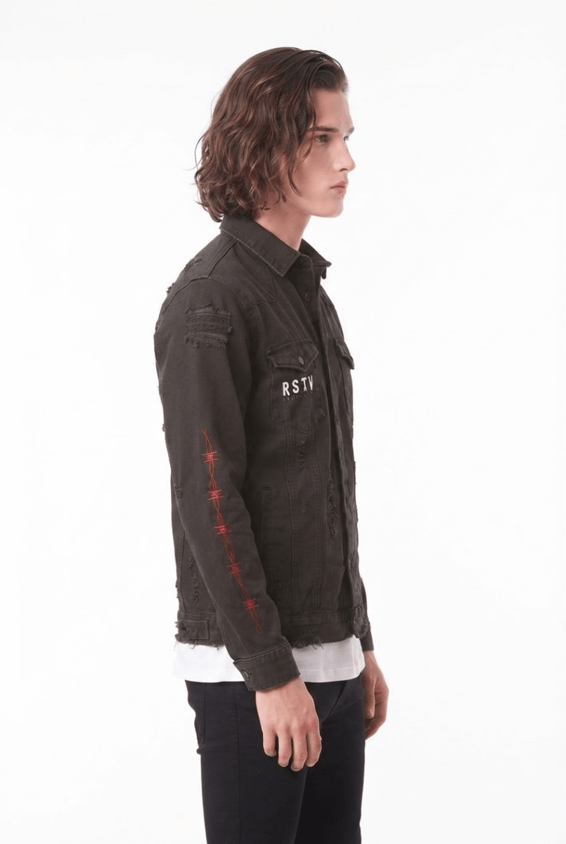 Grafik Baskılı Denim Ceket