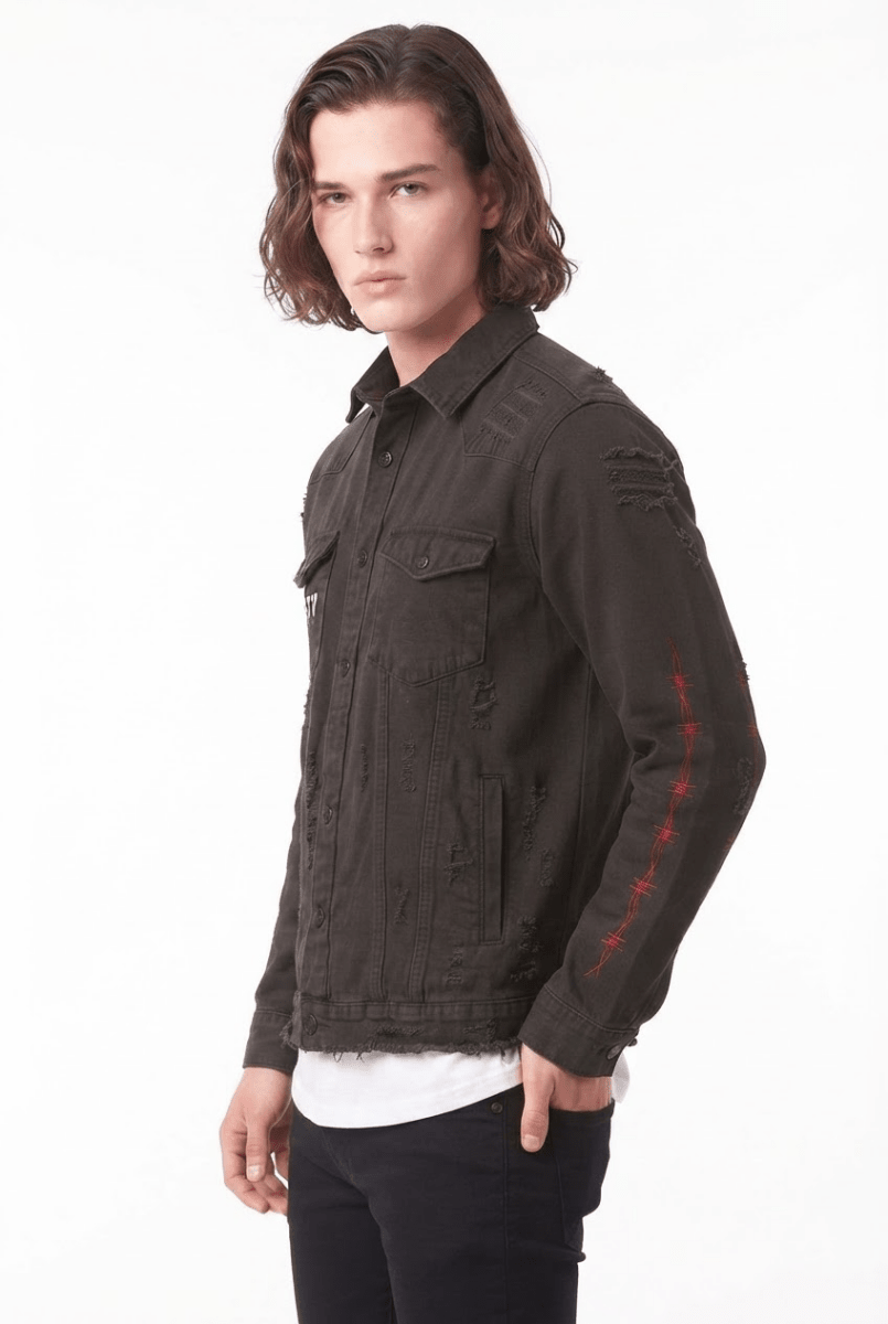Grafik Baskılı Denim Ceket
