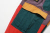 Renkli Patchwork Fitilli Kadife Kargo Pantolon