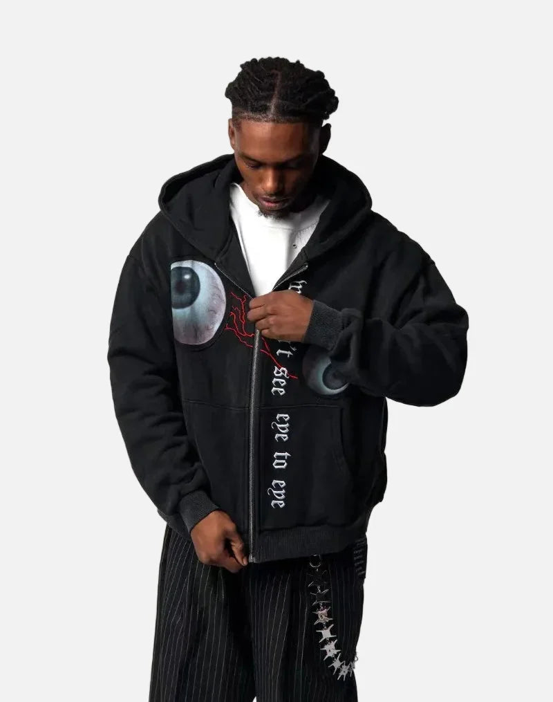 Gotik Göz Küresi Desenli Bol Kesim Sweatshirt