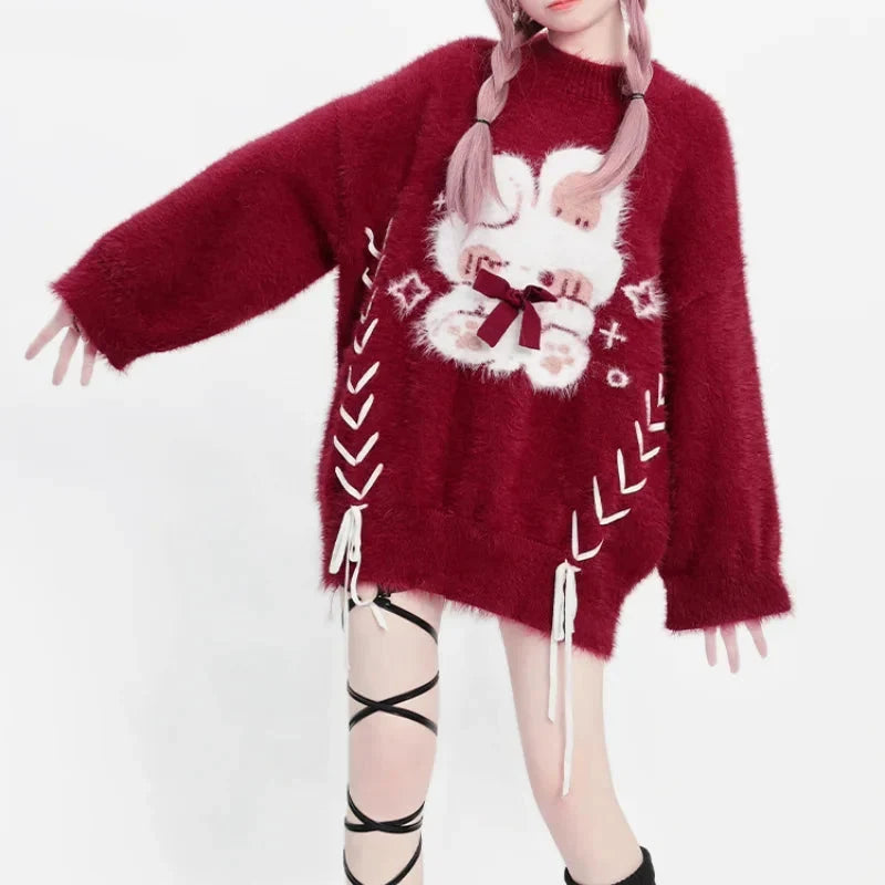 Coquette Oversize Kırmızı Kadın Kazağı