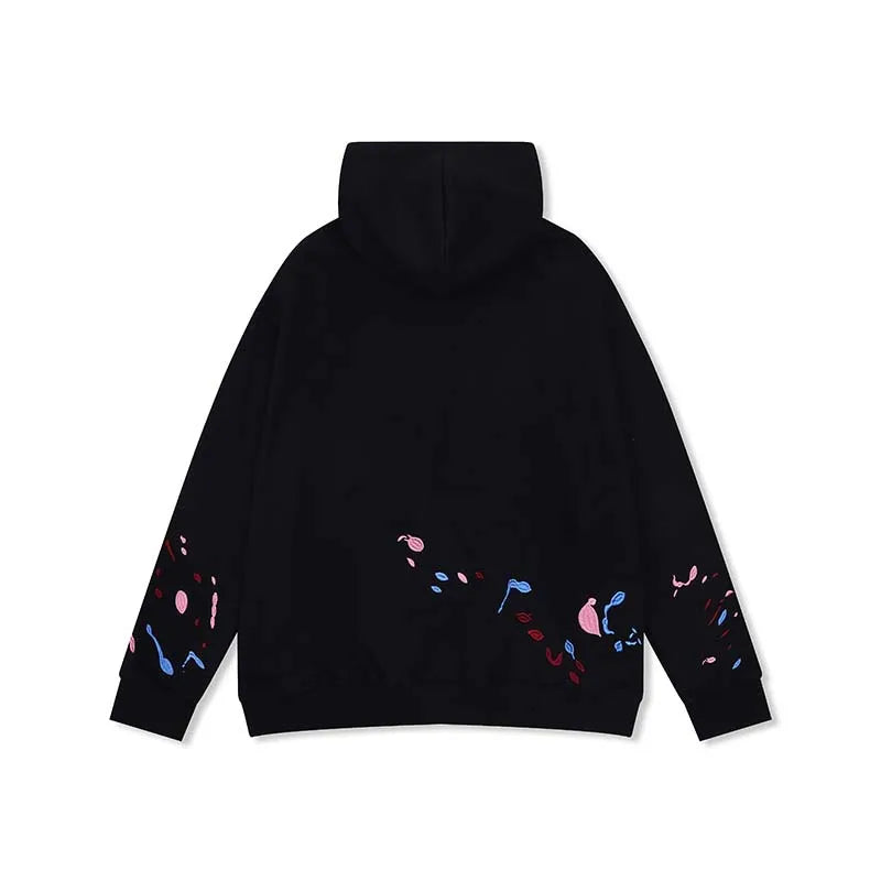 Baharlık Havalı Standart Nakışlı Bol Kesim Kapüşonlu Sweatshirt