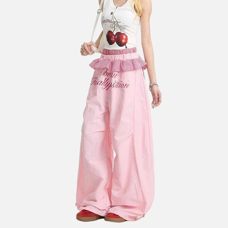 Wide Leg Nakışlı Jogger, önden görünüm — Navra Wear