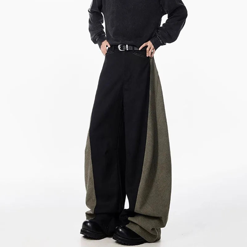 Kontrast Panelli Extra Geniş Paça Pantolon