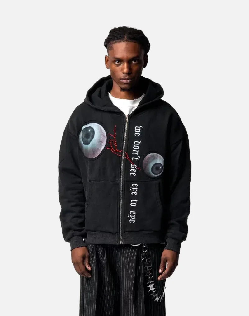 Gotik Göz Küresi Desenli Bol Kesim Sweatshirt