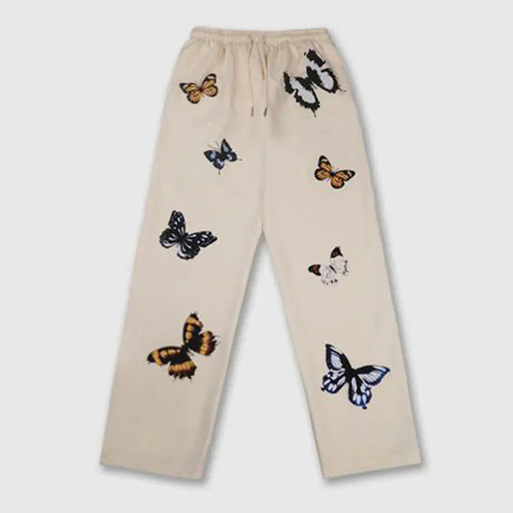 Kelebek Baskılı Günlük Pantolon, önden görünüm — Navra Wear