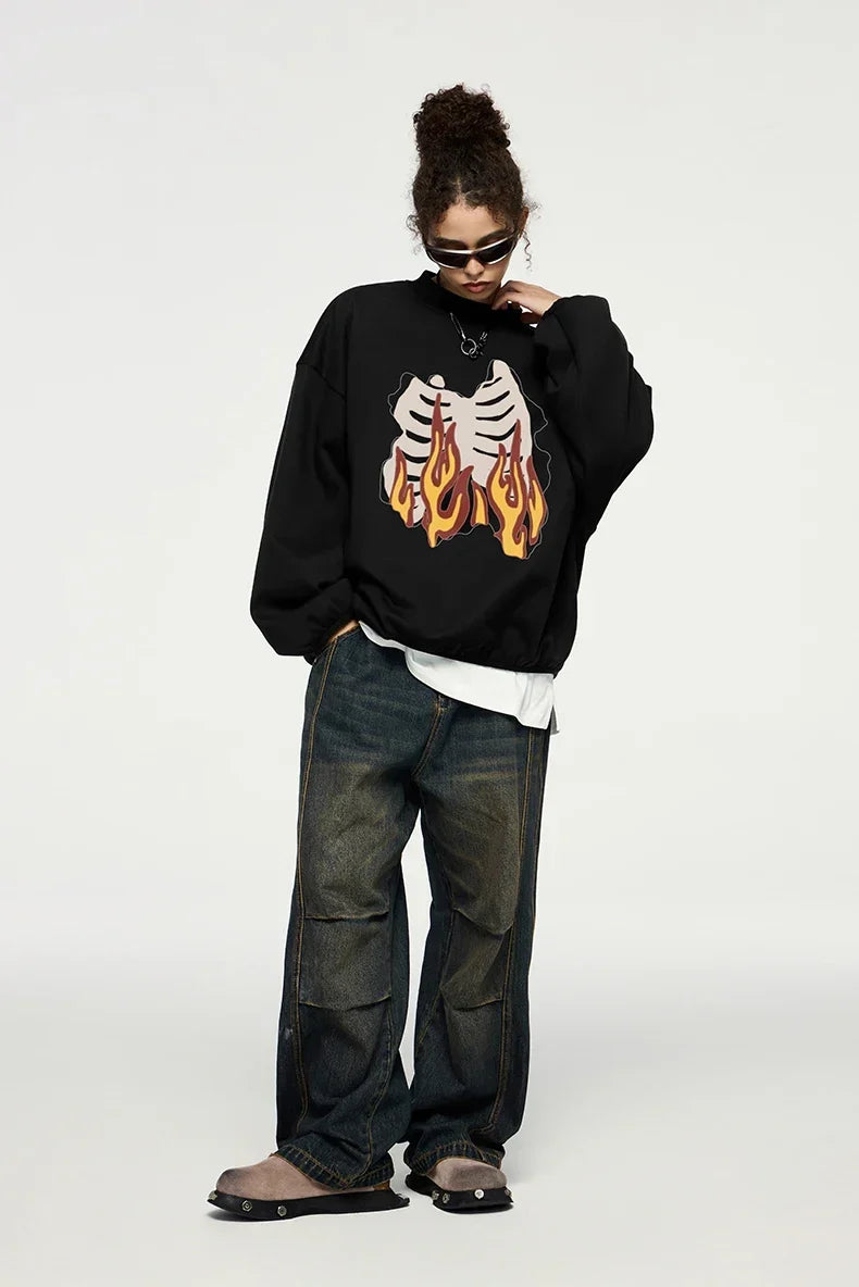 Alevli İskelet Sweatshirt