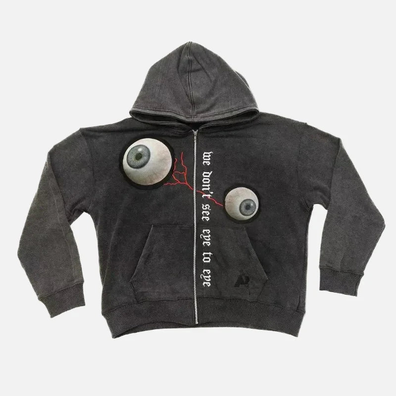 Gotik Göz Küresi Desenli Bol Kesim Sweatshirt