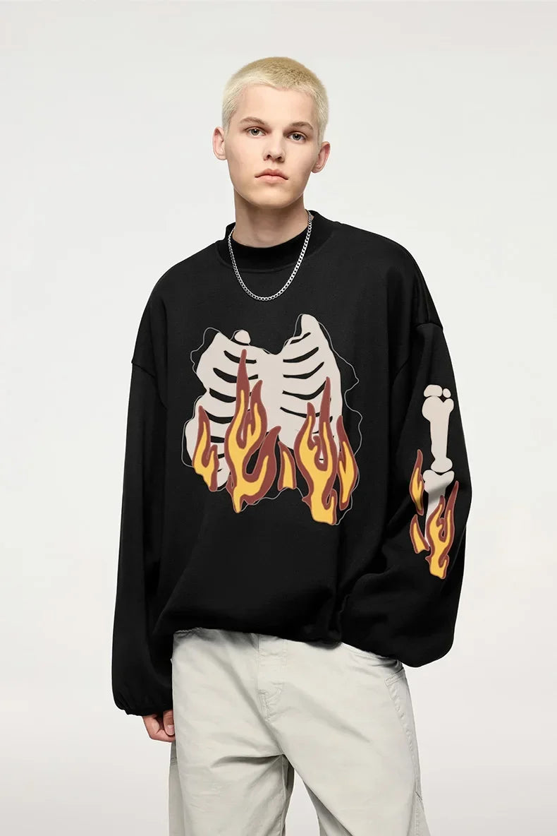 Alevli İskelet Sweatshirt