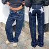 Y2K Yıldız Baskılı Jean Pantolon, önden görünüm — Navra Wear