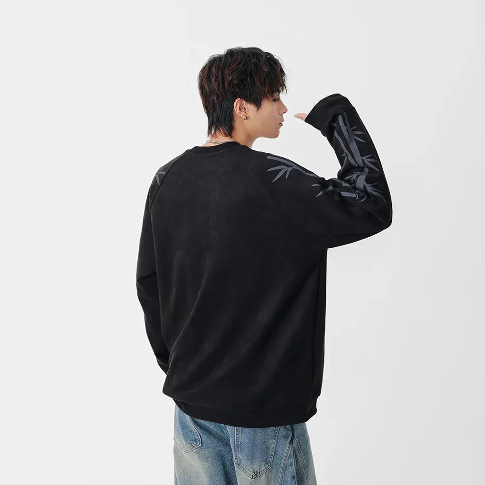 Bambu Desenli Bisiklet Yaka Sweatshirt