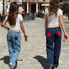 ıldız Patch Detaylı Geniş Paça Kot Pantolon