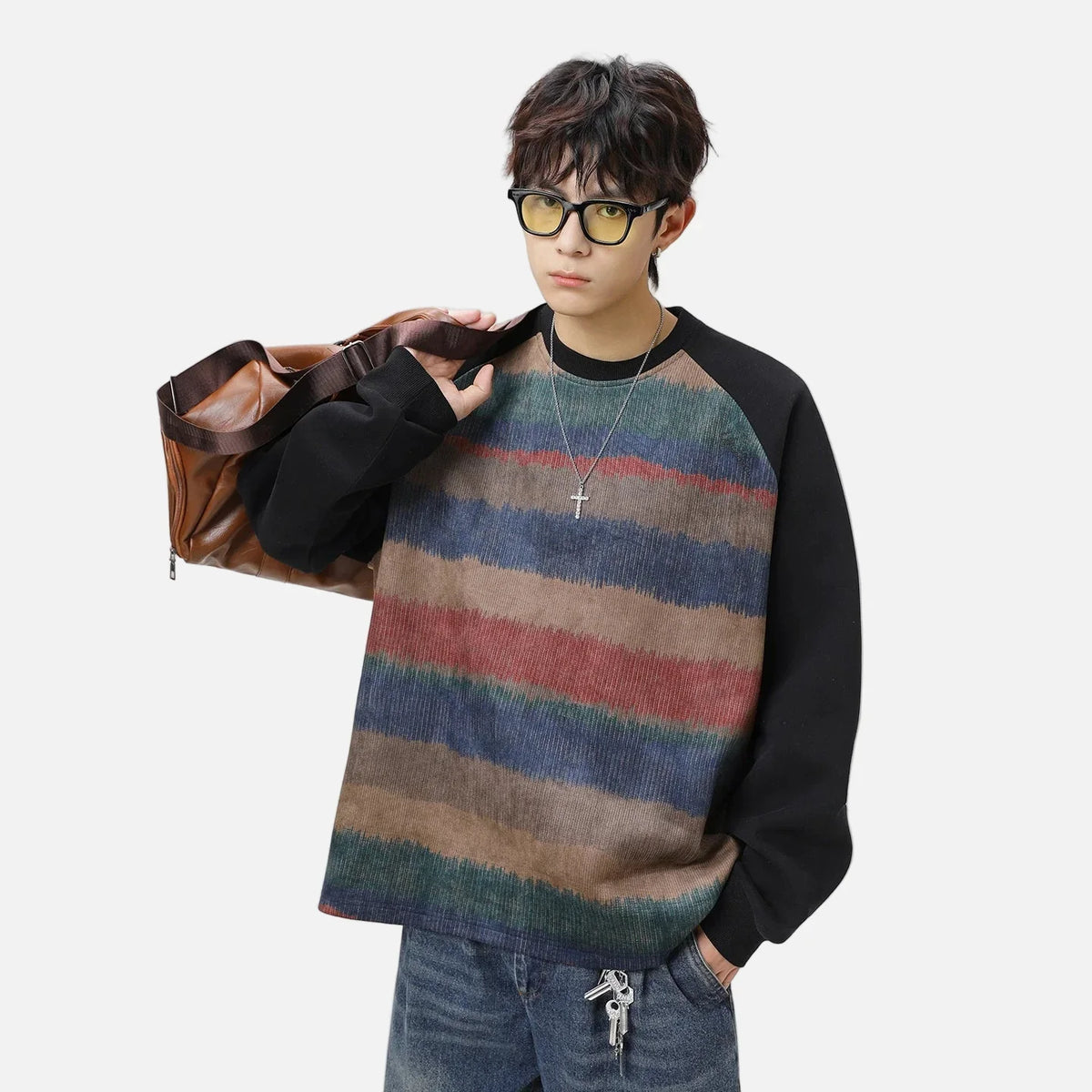 Streetwear Bisiklet Yaka Reglan Kollu Sweatshirt