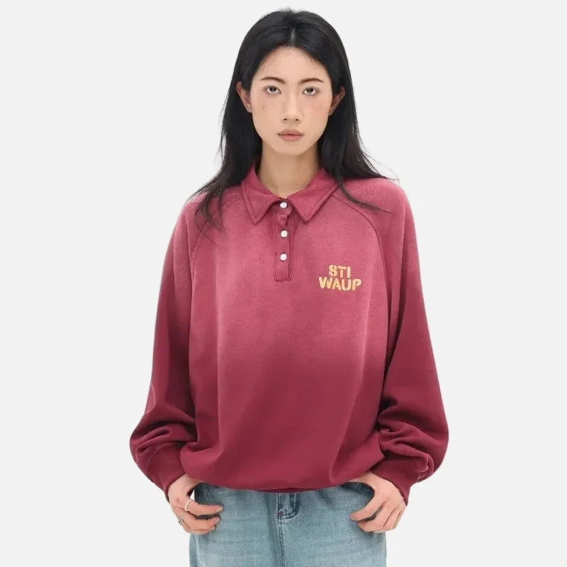 Kırmızı Harf Baskılı Rahat Şık Sweatshirt