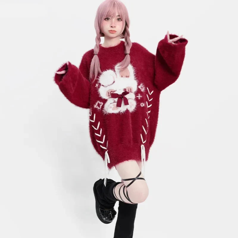 Coquette Oversize Kırmızı Kadın Kazağı