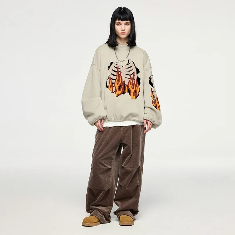 Alevli İskelet Sweatshirt