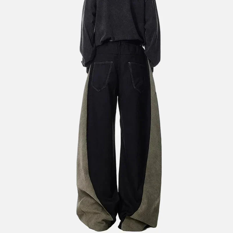 Kontrast Panelli Extra Geniş Paça Pantolon