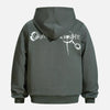 Gotik Baskılı Bol Kesim Kapüşonlu Sweatshirt