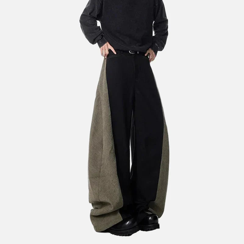 Kontrast Panelli Extra Geniş Paça Pantolon