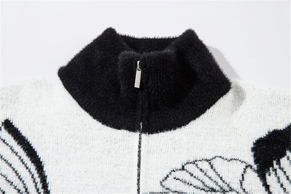 Peluş Kelebek Baskılı Havalı Triko Hırka