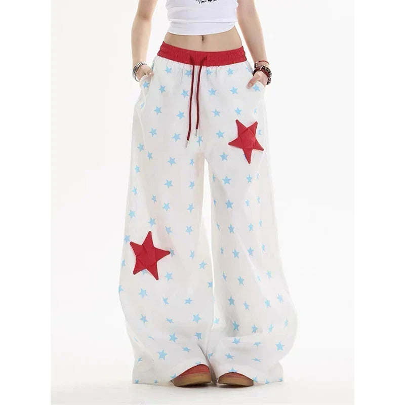 Yıldız Desenli Geniş Paça Jogger