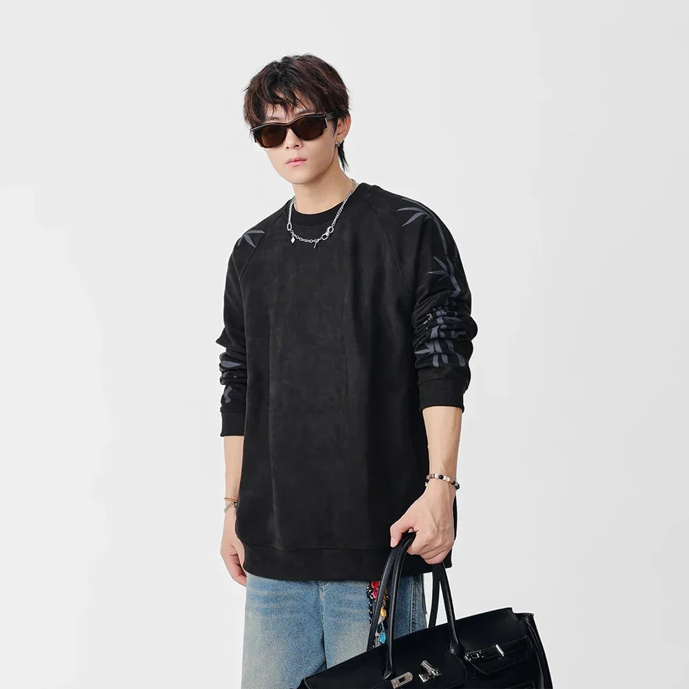 Bambu Desenli Bisiklet Yaka Sweatshirt