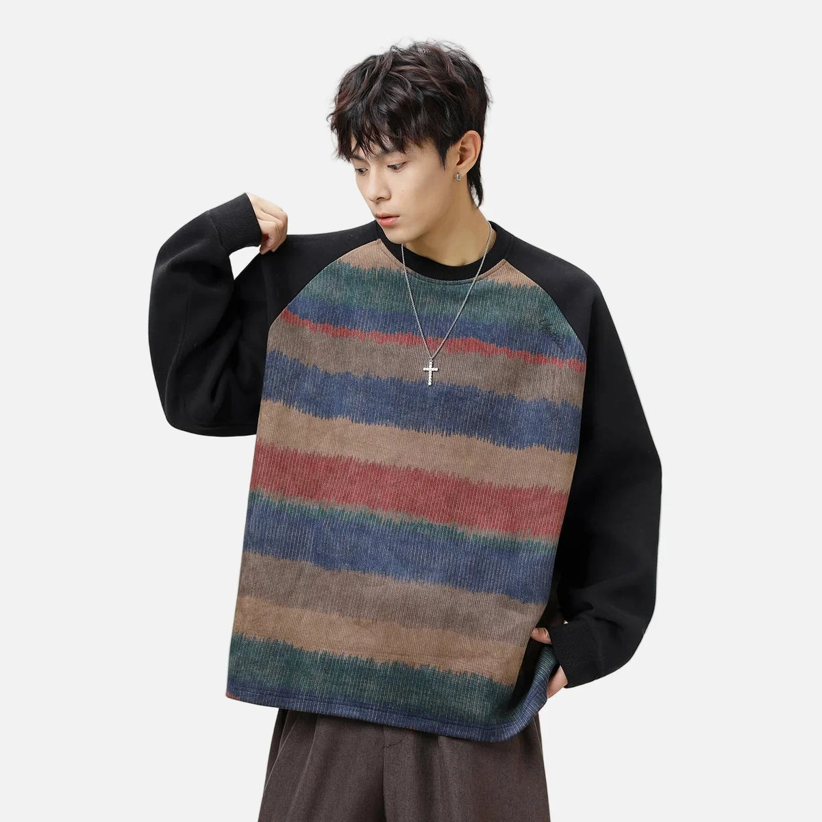 Streetwear Bisiklet Yaka Reglan Kollu Sweatshirt