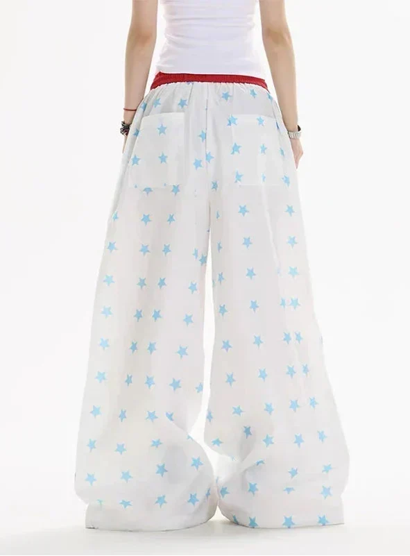 Yıldız Desenli Geniş Paça Jogger
