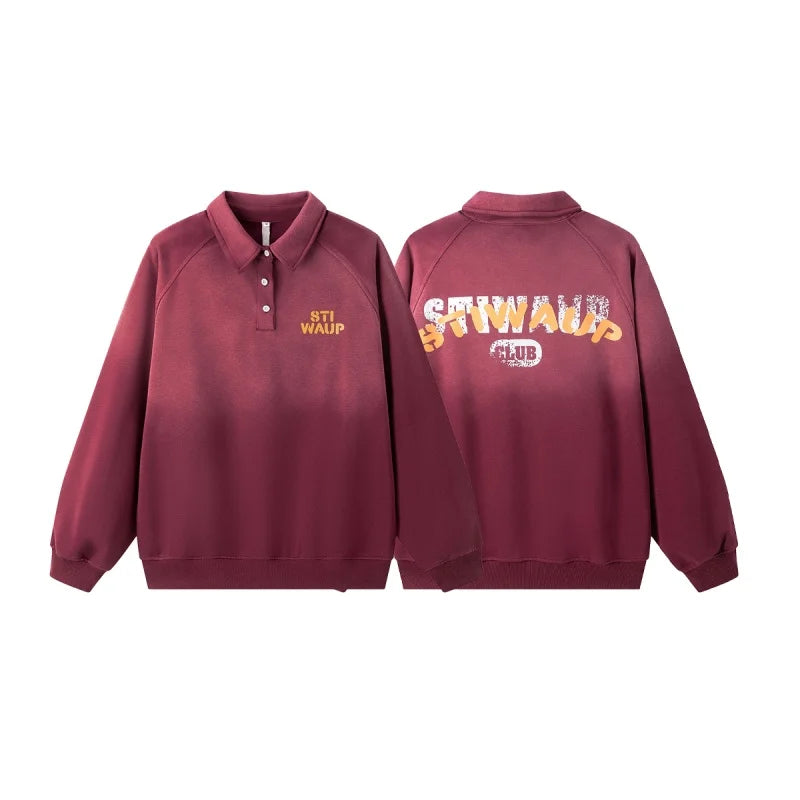 Kırmızı Harf Baskılı Rahat Şık Sweatshirt