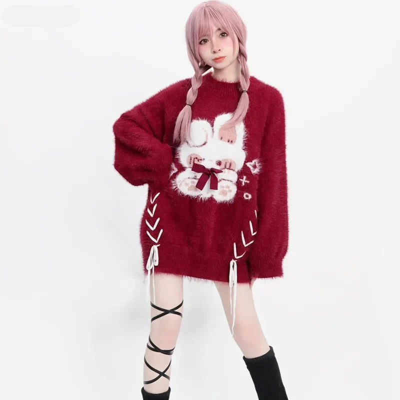 Coquette Oversize Kırmızı Kadın Kazağı