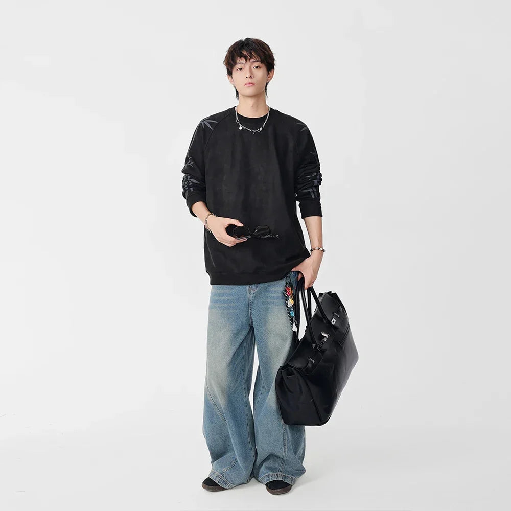 Bambu Desenli Bisiklet Yaka Sweatshirt