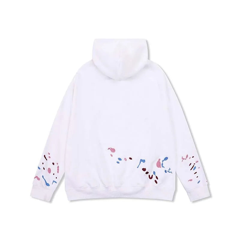 Baharlık Havalı Standart Nakışlı Bol Kesim Kapüşonlu Sweatshirt