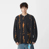 Eskitme Batik Desenli Bisiklet Yaka Sweatshirt