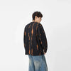 Eskitme Batik Desenli Bisiklet Yaka Sweatshirt