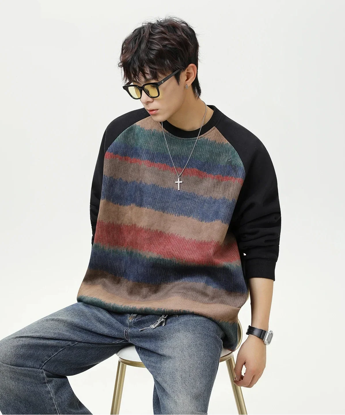 Streetwear Bisiklet Yaka Reglan Kollu Sweatshirt
