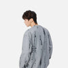 Eskitme Batik Desenli Bisiklet Yaka Sweatshirt