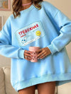 Kadın Oversize Bisiklet Yaka Sıcak Tutan Sweatshirt