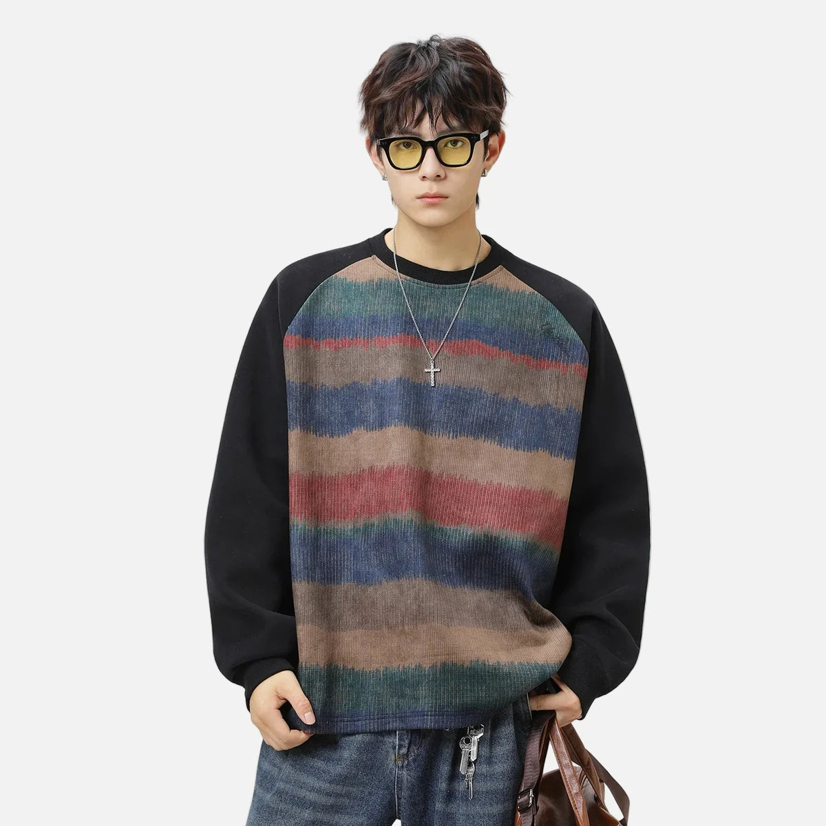 Streetwear Bisiklet Yaka Reglan Kollu Sweatshirt