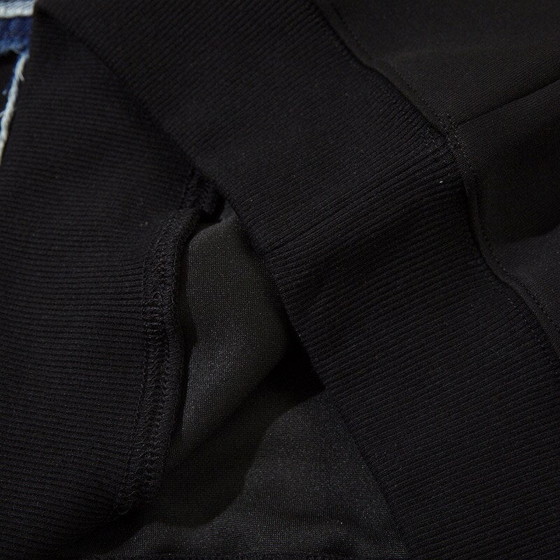 Denim Yıldız Ham Kenarlı Sweatshirt