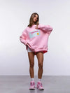 Kadın Oversize Bisiklet Yaka Sıcak Tutan Sweatshirt