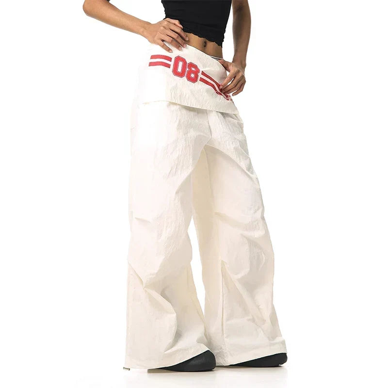 Katlamalı Bel Detaylı Geniş Paça Jogger