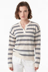 Çizgili Henley Tişört