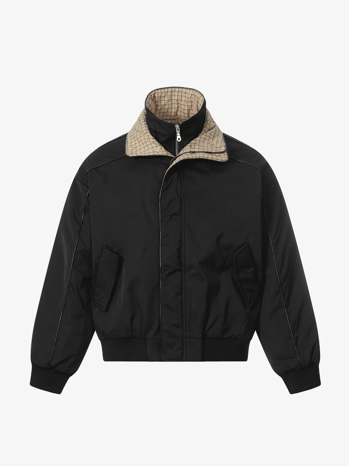 Plaid Collar Quilted Retro Jacket